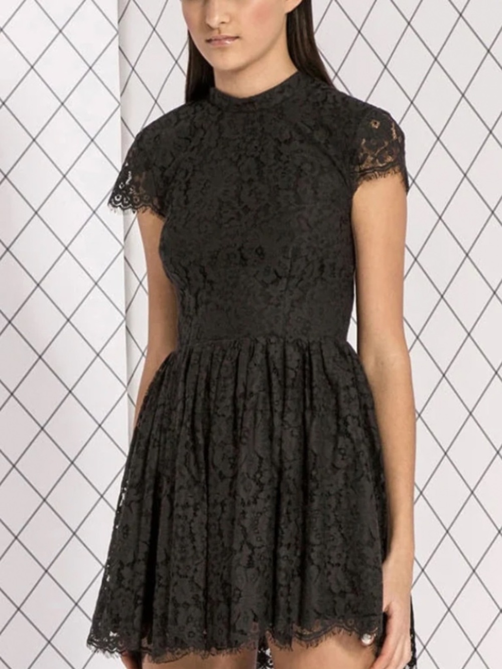 Elegant Keepsake Black Lace Mini Dress